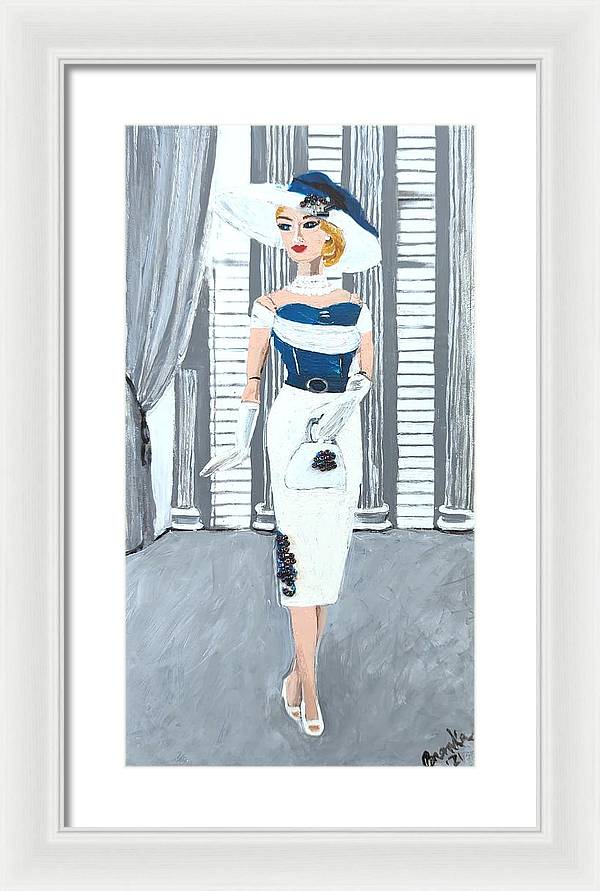 Barbie in White and Blue - Framed Print