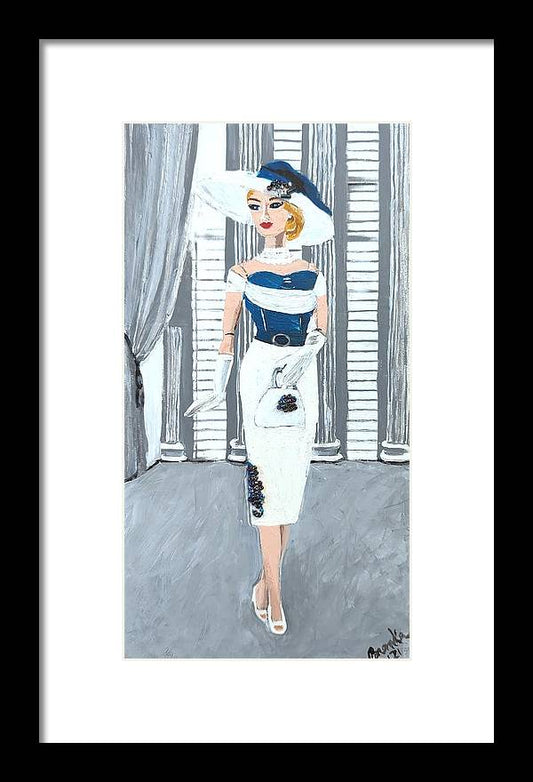 Barbie in White and Blue - Framed Print