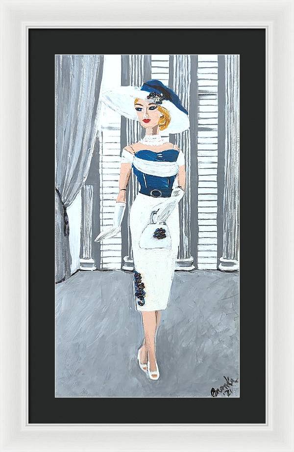 Barbie in White and Blue - Framed Print