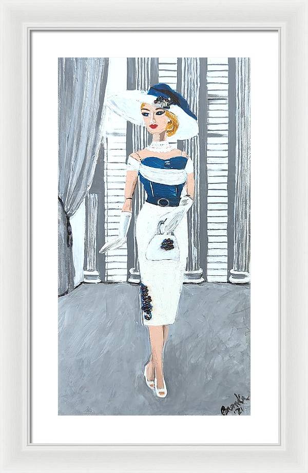 Barbie in White and Blue - Framed Print