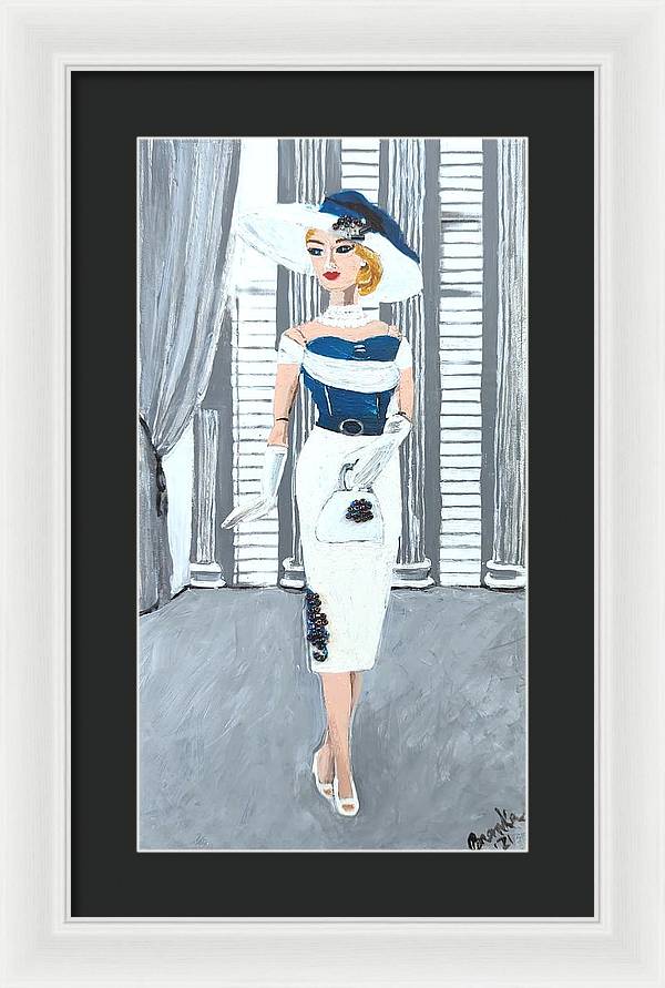 Barbie in White and Blue - Framed Print