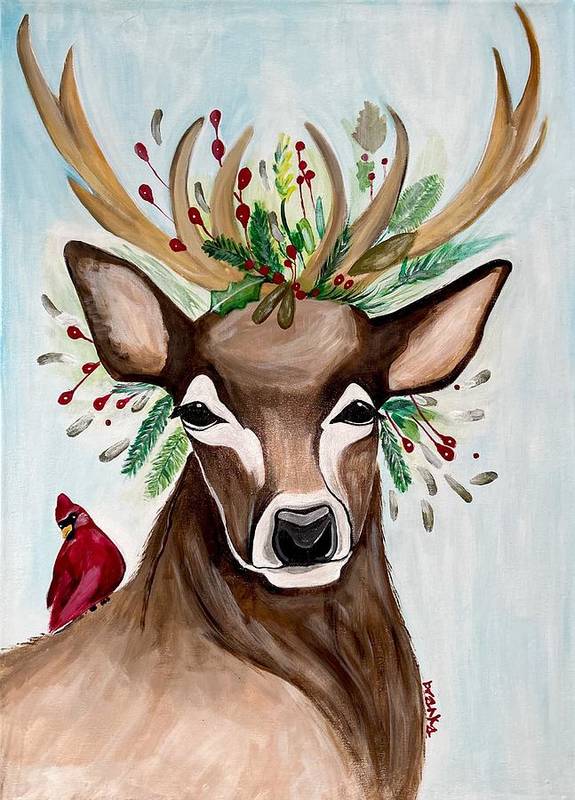 Christmas Buck/Cardinal - Art Print