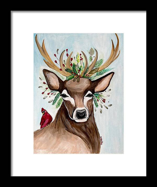 Christmas Buck/Cardinal - Framed Print