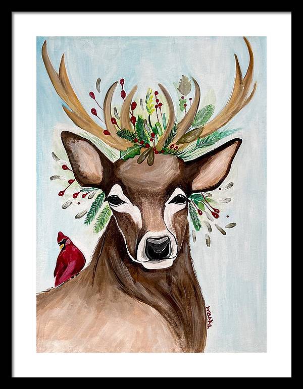 Christmas Buck/Cardinal - Framed Print