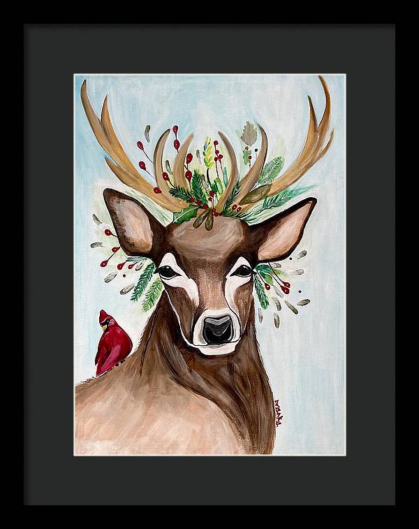 Christmas Buck/Cardinal - Framed Print