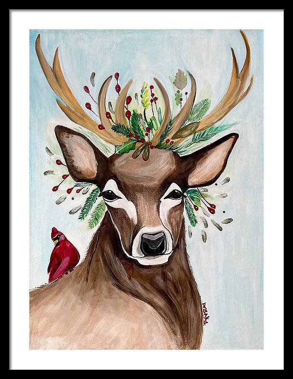 Christmas Buck/Cardinal - Framed Print