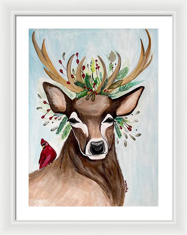 Christmas Buck/Cardinal - Framed Print