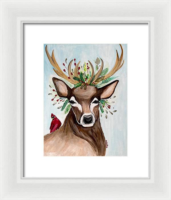 Christmas Buck/Cardinal - Framed Print