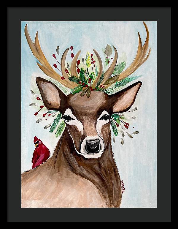 Christmas Buck/Cardinal - Framed Print