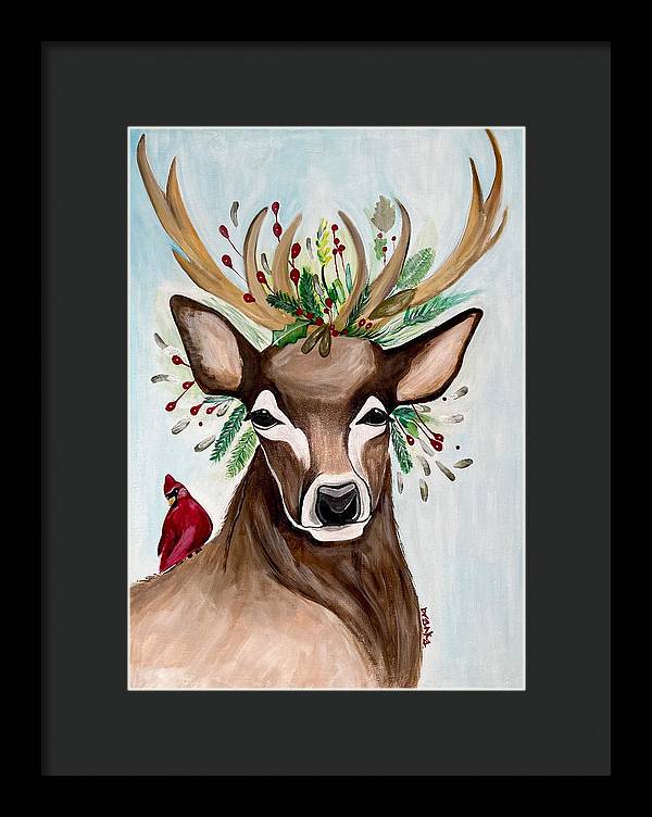 Christmas Buck/Cardinal - Framed Print