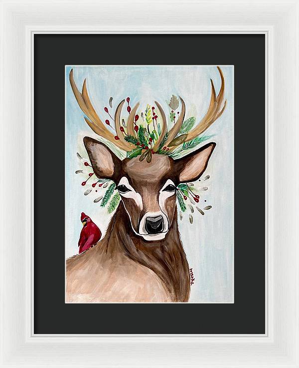 Christmas Buck/Cardinal - Framed Print