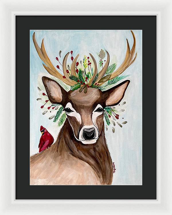 Christmas Buck/Cardinal - Framed Print