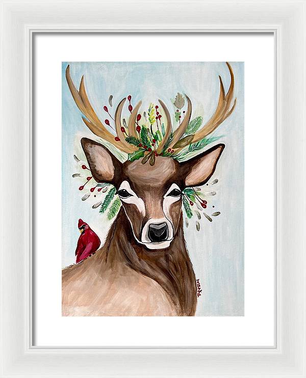 Christmas Buck/Cardinal - Framed Print