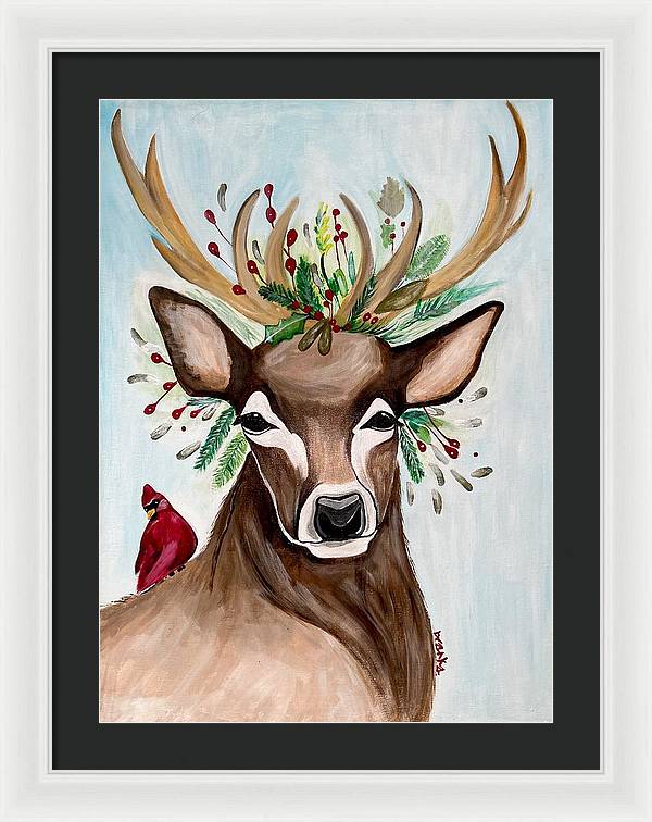 Christmas Buck/Cardinal - Framed Print