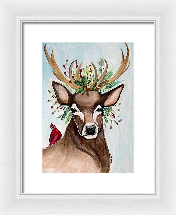 Christmas Buck/Cardinal - Framed Print