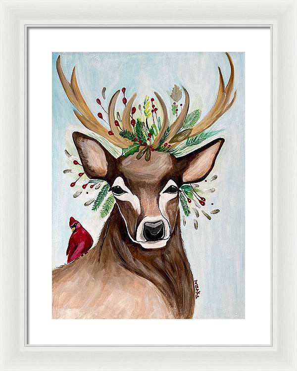 Christmas Buck/Cardinal - Framed Print