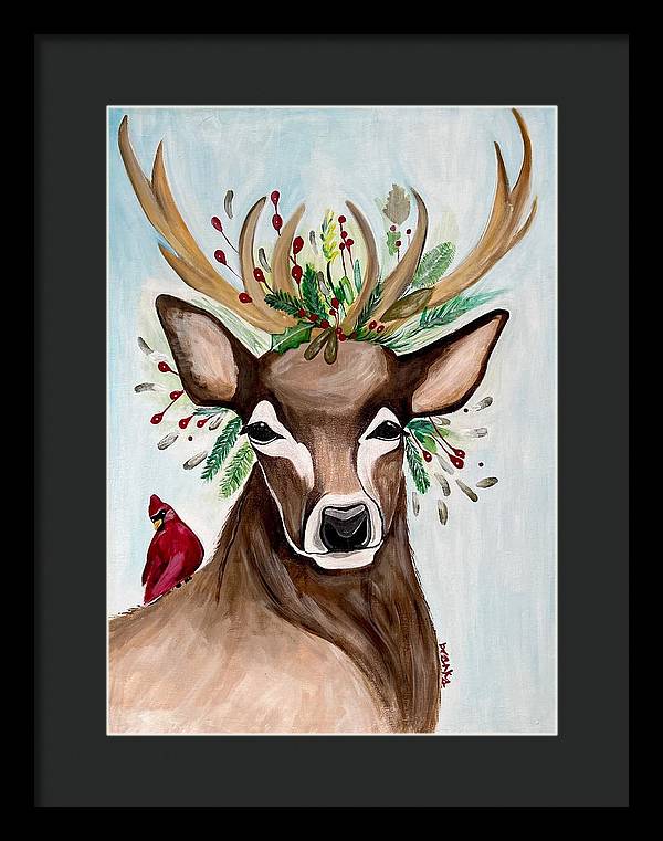 Christmas Buck/Cardinal - Framed Print