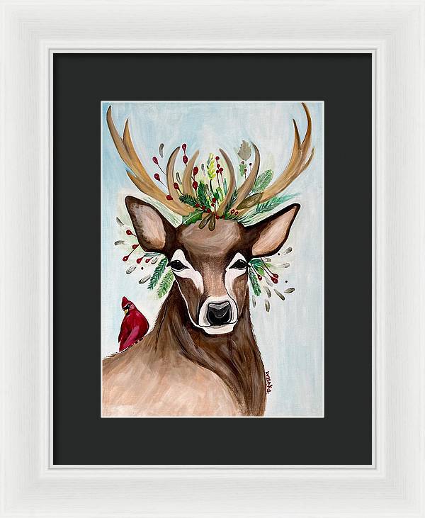 Christmas Buck/Cardinal - Framed Print