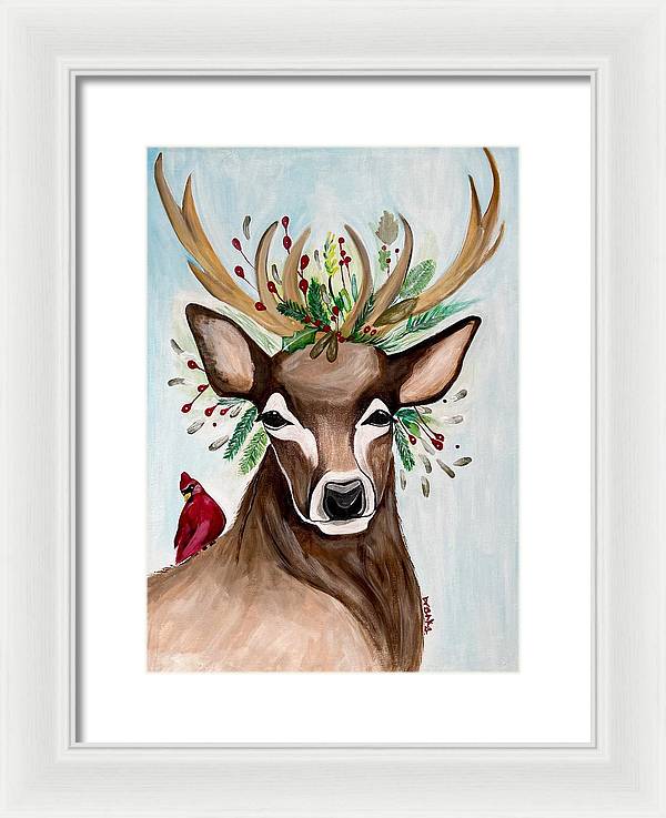 Christmas Buck/Cardinal - Framed Print