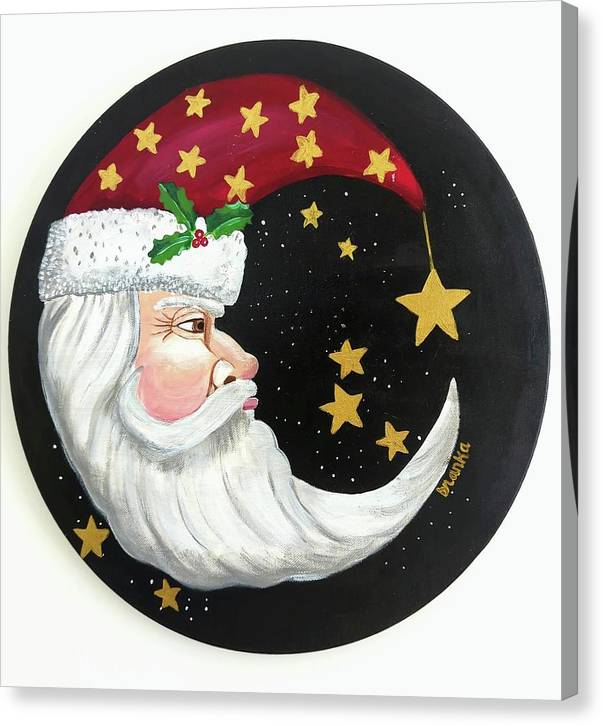 Christmas Santa Circle - Canvas Print