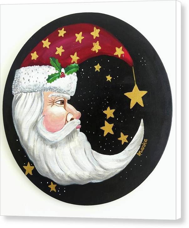 Christmas Santa Circle - Canvas Print