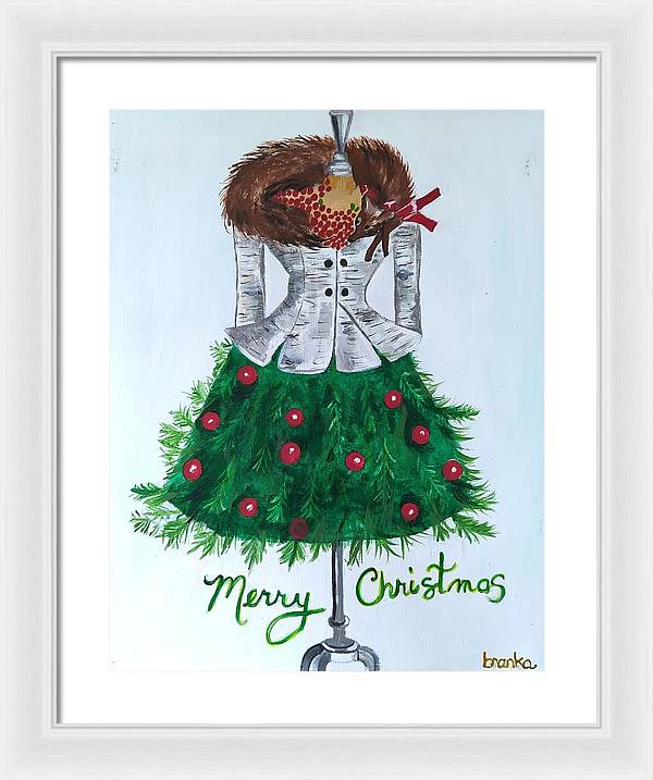 Christmas Tree Nature Dress - Framed Print