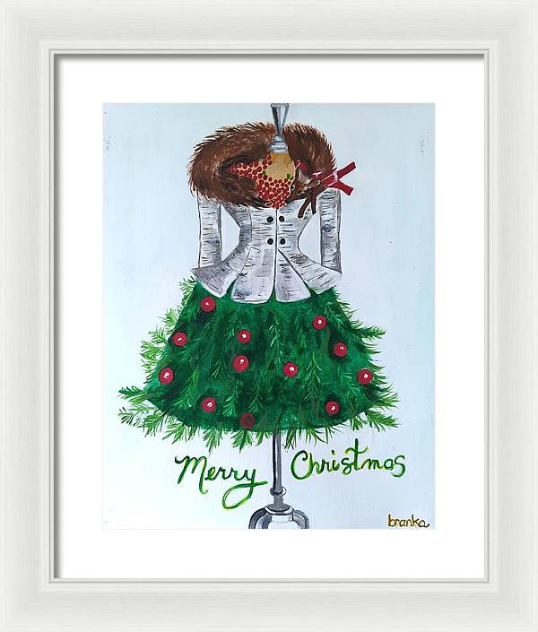 Christmas Tree Nature Dress - Framed Print