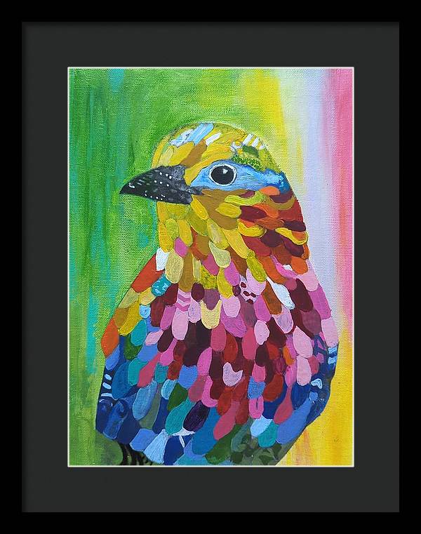 Colourful feather bird - Framed Print