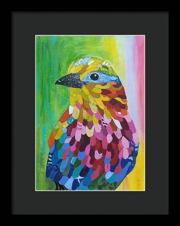 Colourful feather bird - Framed Print