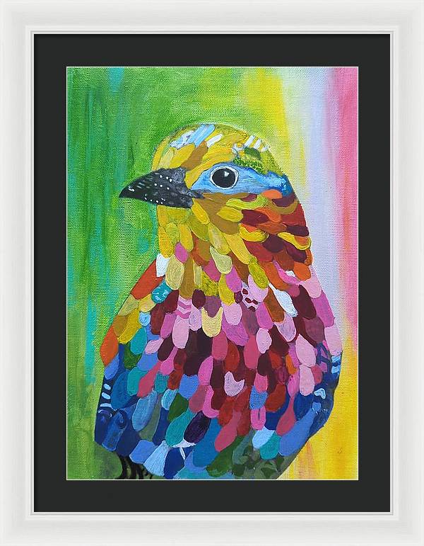 Colourful feather bird - Framed Print