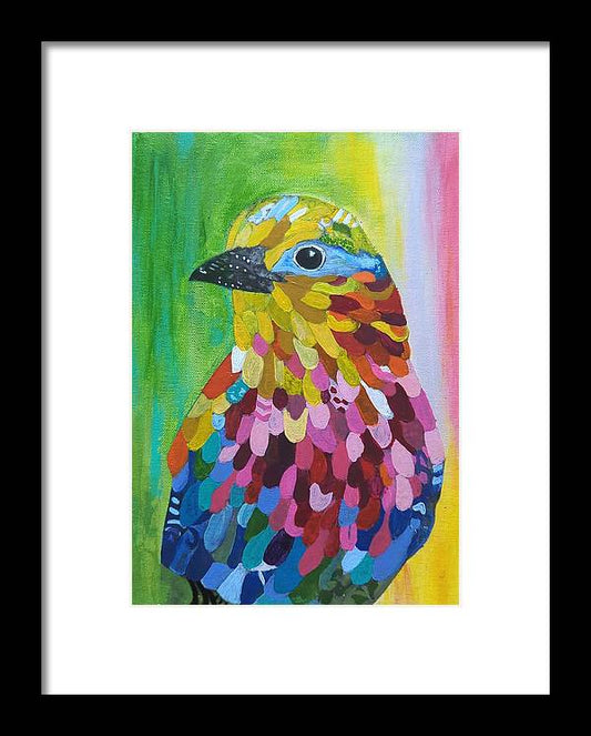 Colourful feather bird - Framed Print