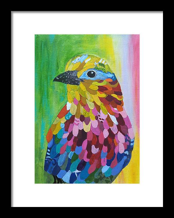 Colourful feather bird - Framed Print