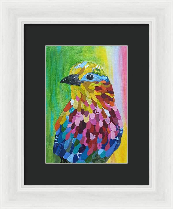 Colourful feather bird - Framed Print