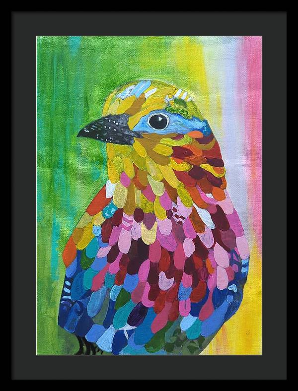 Colourful feather bird - Framed Print