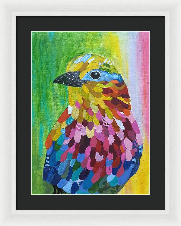 Colourful feather bird - Framed Print