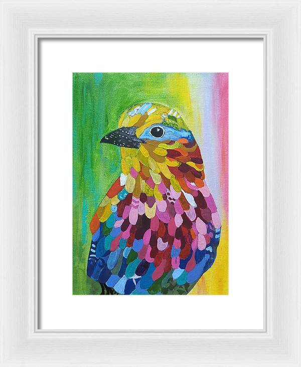 Colourful feather bird - Framed Print