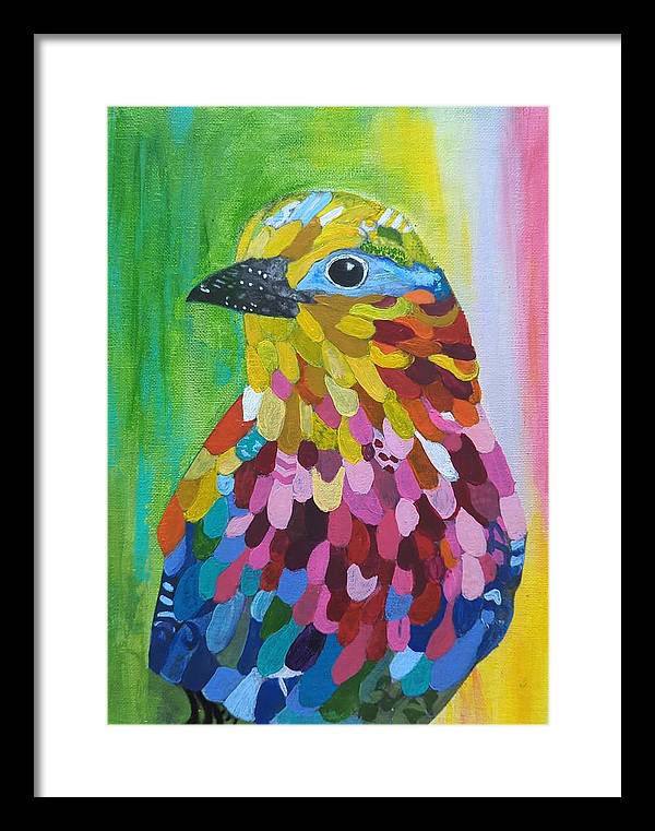 Colourful feather bird - Framed Print