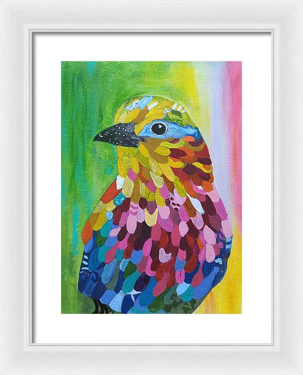 Colourful feather bird - Framed Print