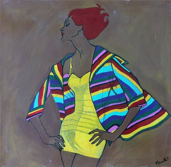 Colourful jacket and red hair - Art Print