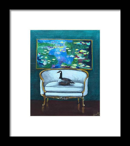 Canadian Goose on Loveseat - Framed Print