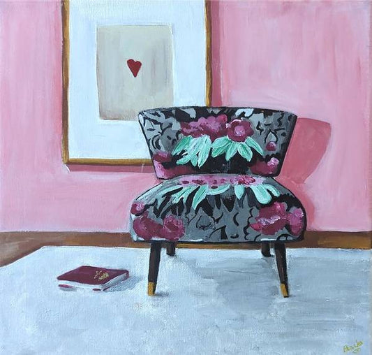 Empty cranberry chair - Art Print