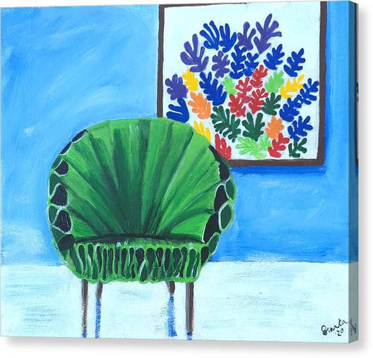 Empty Funky Green Chair - Canvas Print