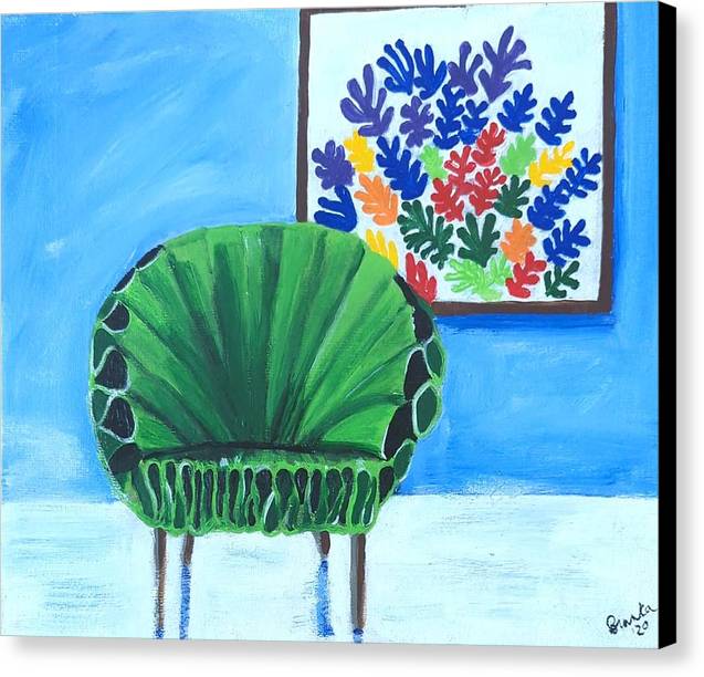 Empty Funky Green Chair - Canvas Print