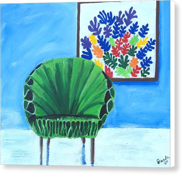 Empty Funky Green Chair - Canvas Print