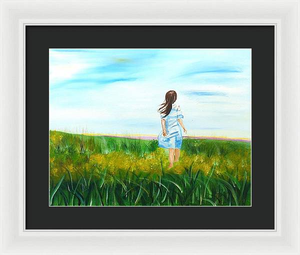 Little girl in the Field - Framed Print