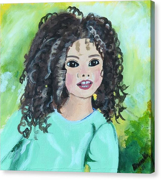 Little girl with curls - Canvas Print