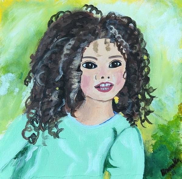 Little girl with curls - Art Print