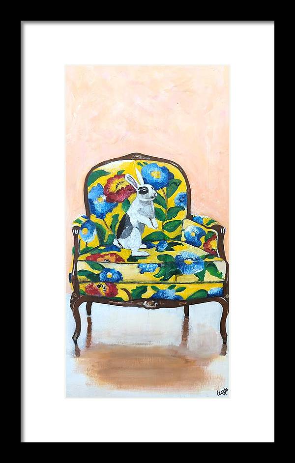 Rabbit on Chair - Framed Print