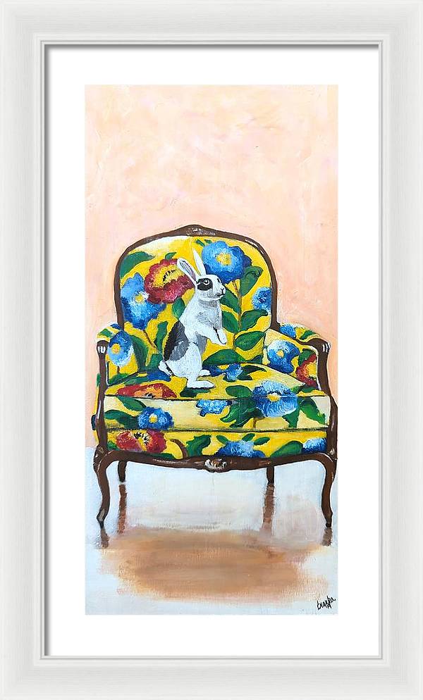 Rabbit on Chair - Framed Print