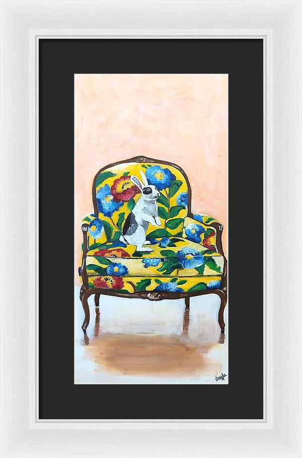 Rabbit on Chair - Framed Print